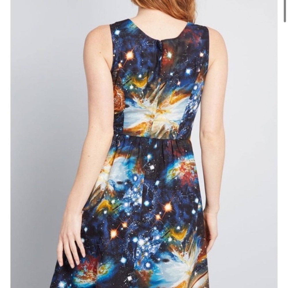 MODCLOTH Vivid Space Cosmic Print A-Line Dress Size Small Look! - Picture 4 of 10